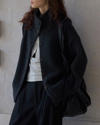 スタンドカラーニットカーディガン 10191