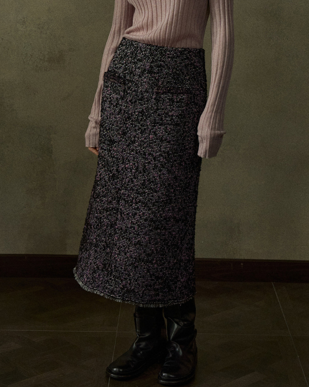モノフォーム スリットツイードスカート 10442