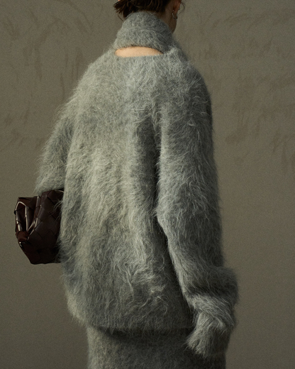 スカーフカラーオーバーニットプルオーバー 10279