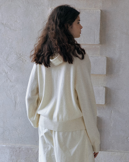 ラグランスリーブフーディーウォームトーンニットプルオーバー 10151