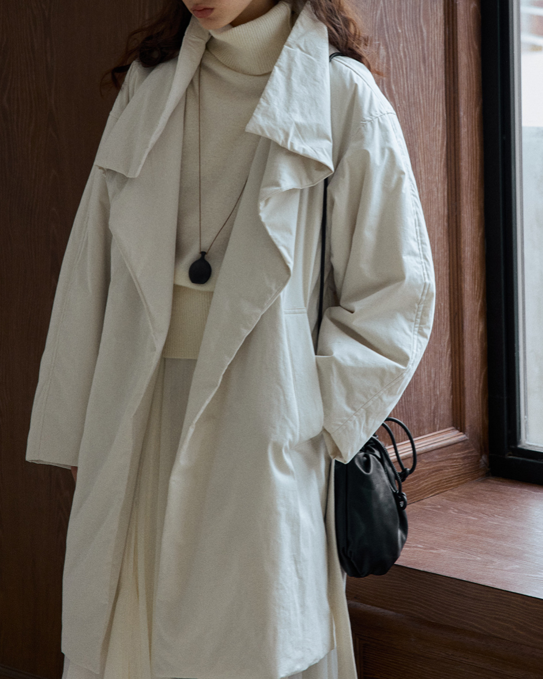 スタンドカラーロングストラップコート 10236