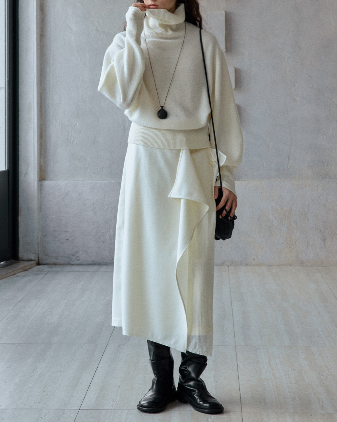 ハイカラーニットプルオーバー 10195