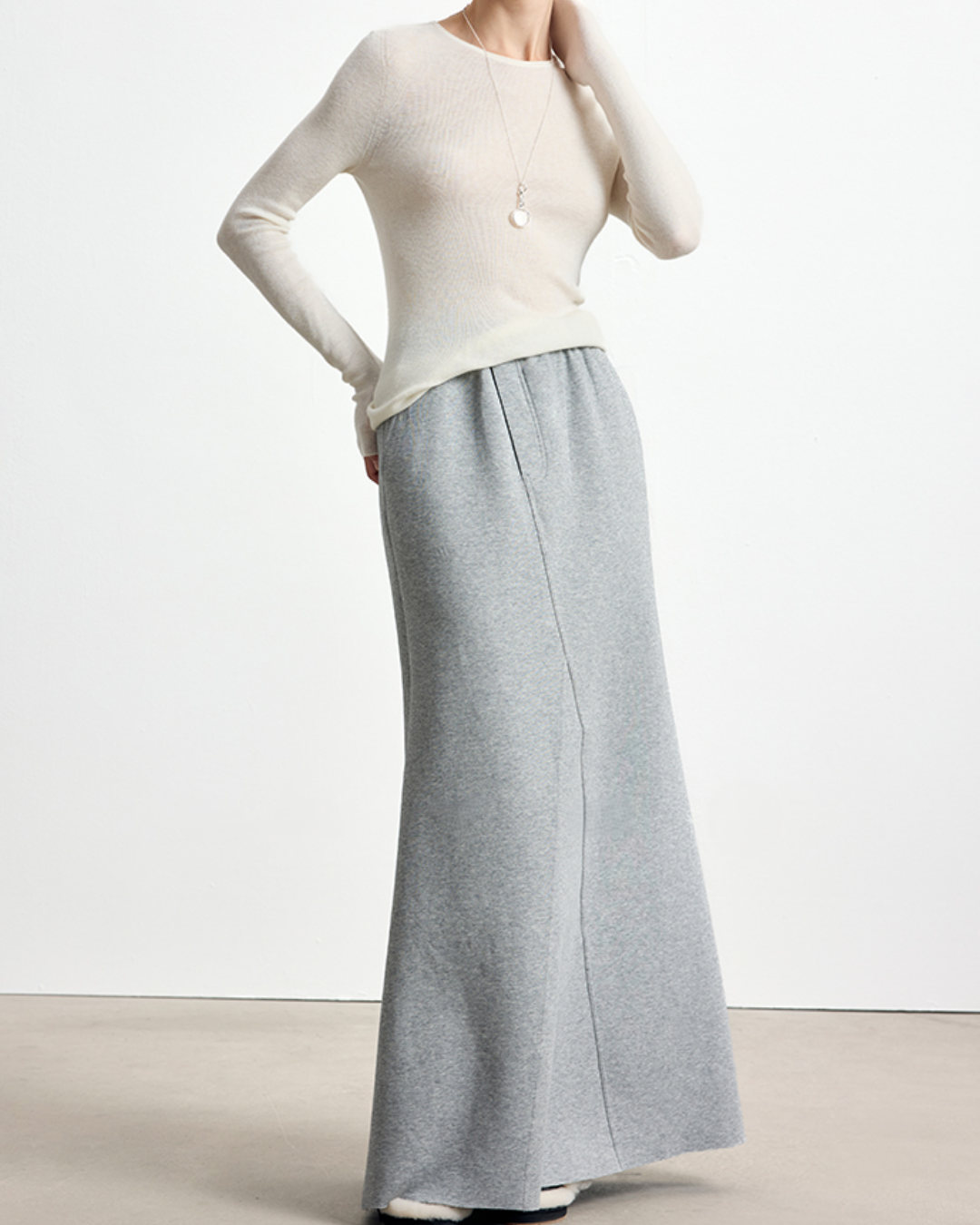 アシンメトリーデザインフレアロングスカート 10331