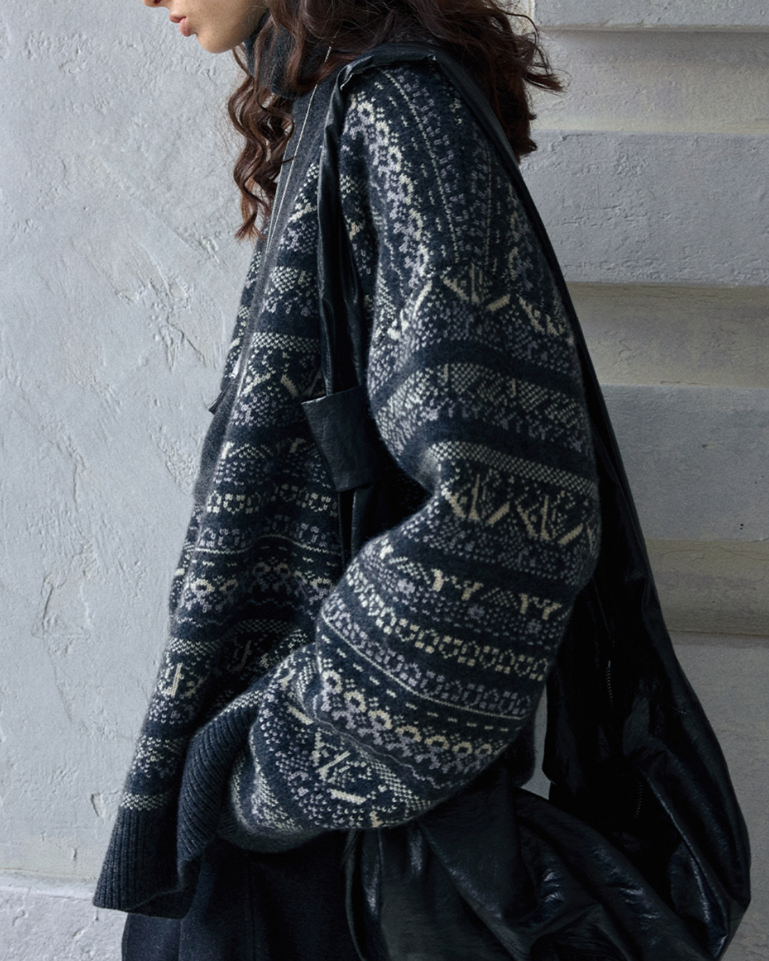 フェアアイルジャカードVネックニットカーディガン 10188