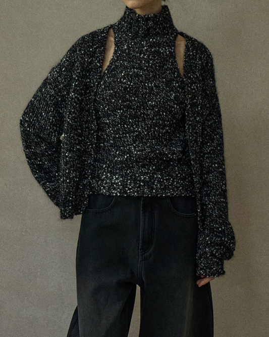 Vネックミディニットカーディガン 10216