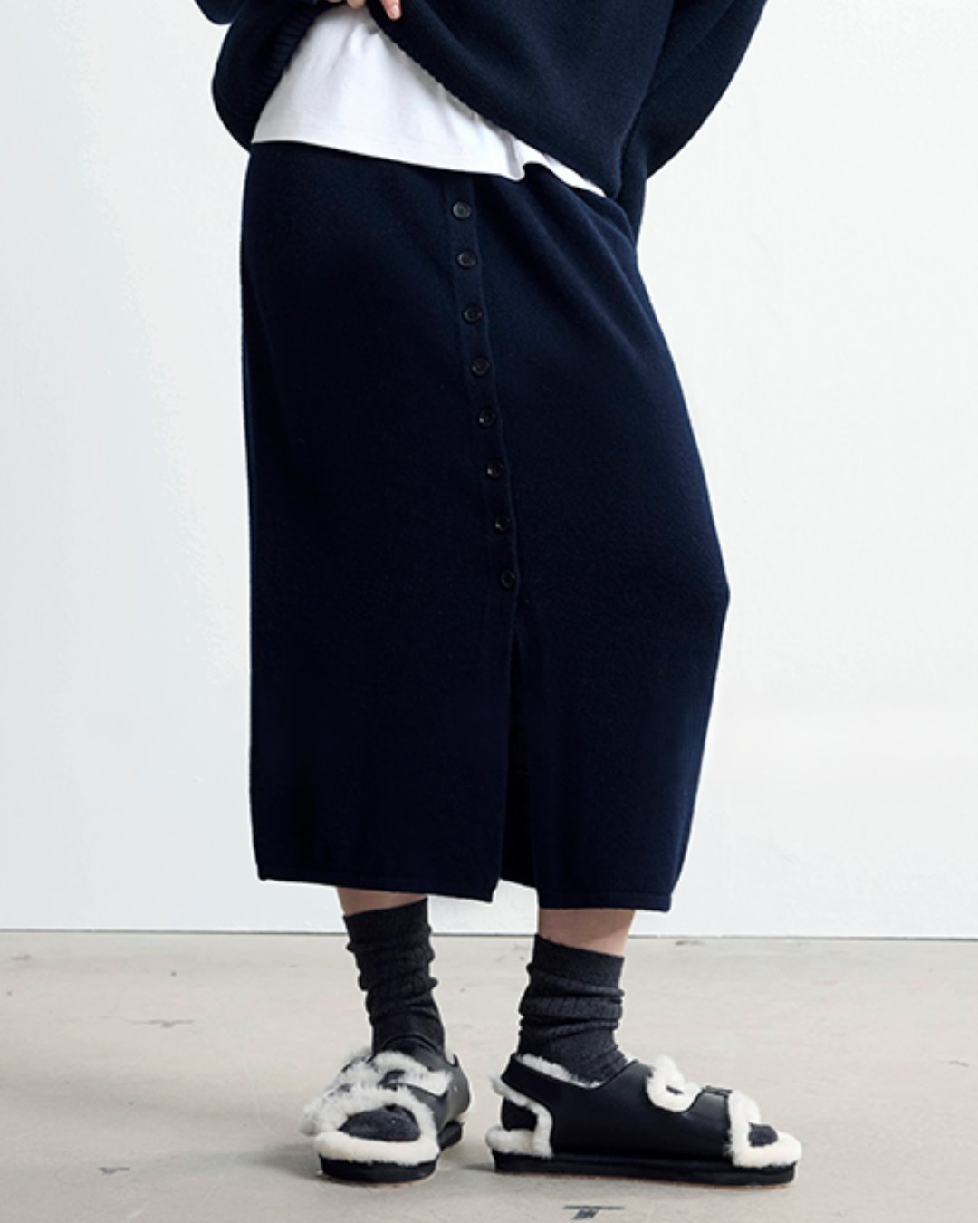 フロントスリットボタンデザインロングスカート 10329