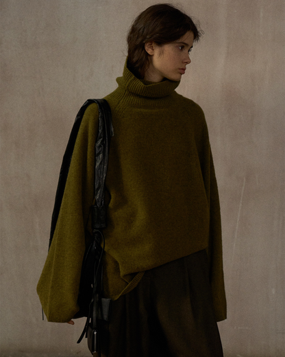 ハイカラーロングスリーブニットプルオーバー 10247