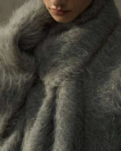 スカーフカラーオーバーニットプルオーバー 10279