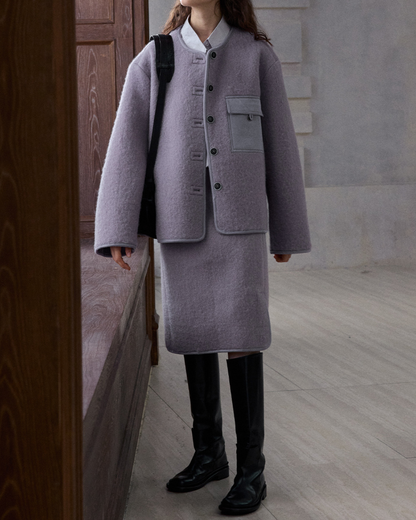 ノーカラーシングルブレストコート 10231