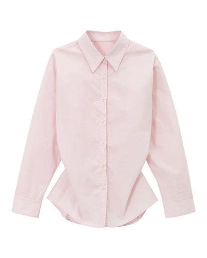 スタンダードカラーウエストスリムロングシャツ 10116