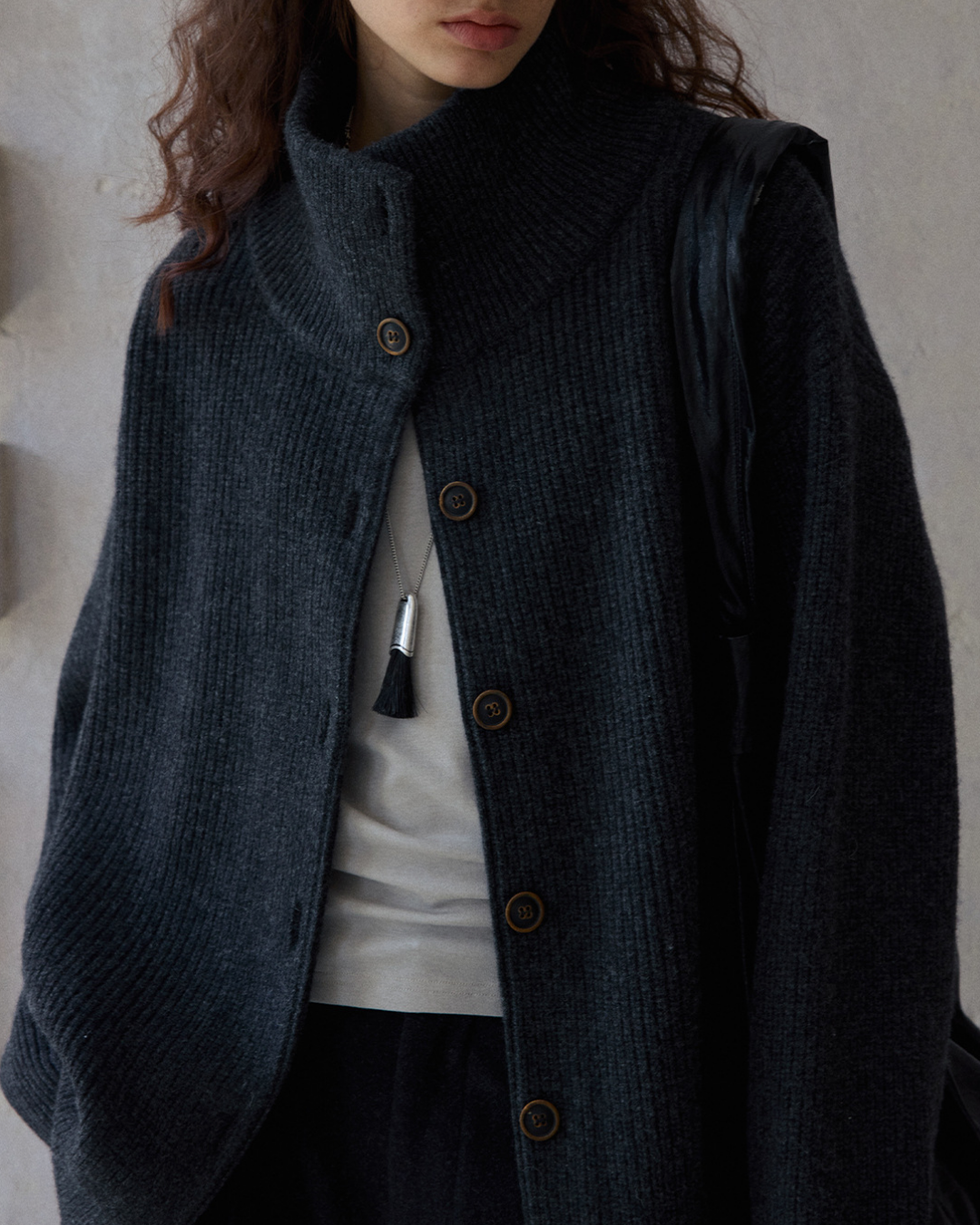 スタンドカラーニットカーディガン 10191