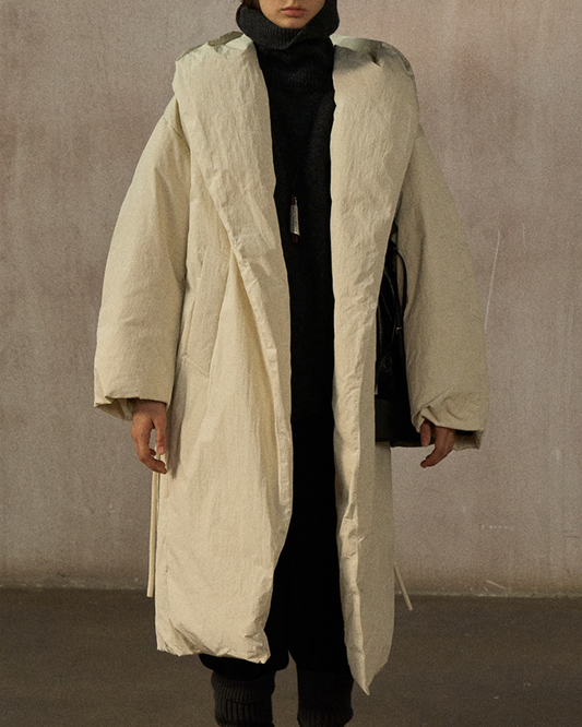 フーディーストラップロングダウンコート 10275