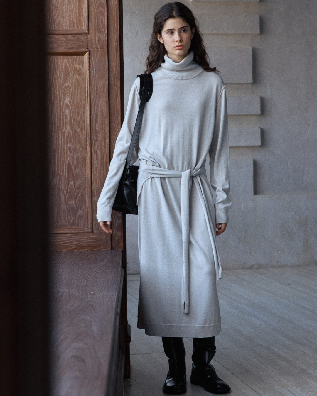 タートルネックニットロングワンピース 10154