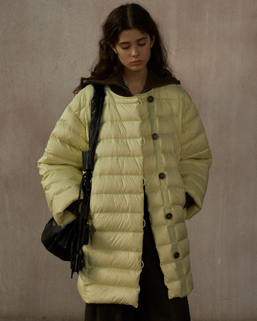 キルティングダウンミディコート 10252