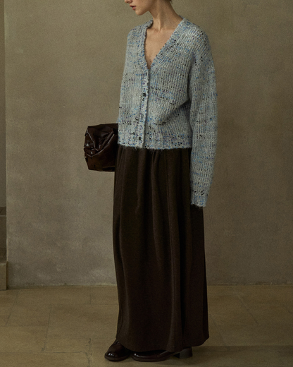 Vネックミディニットカーディガン 10216