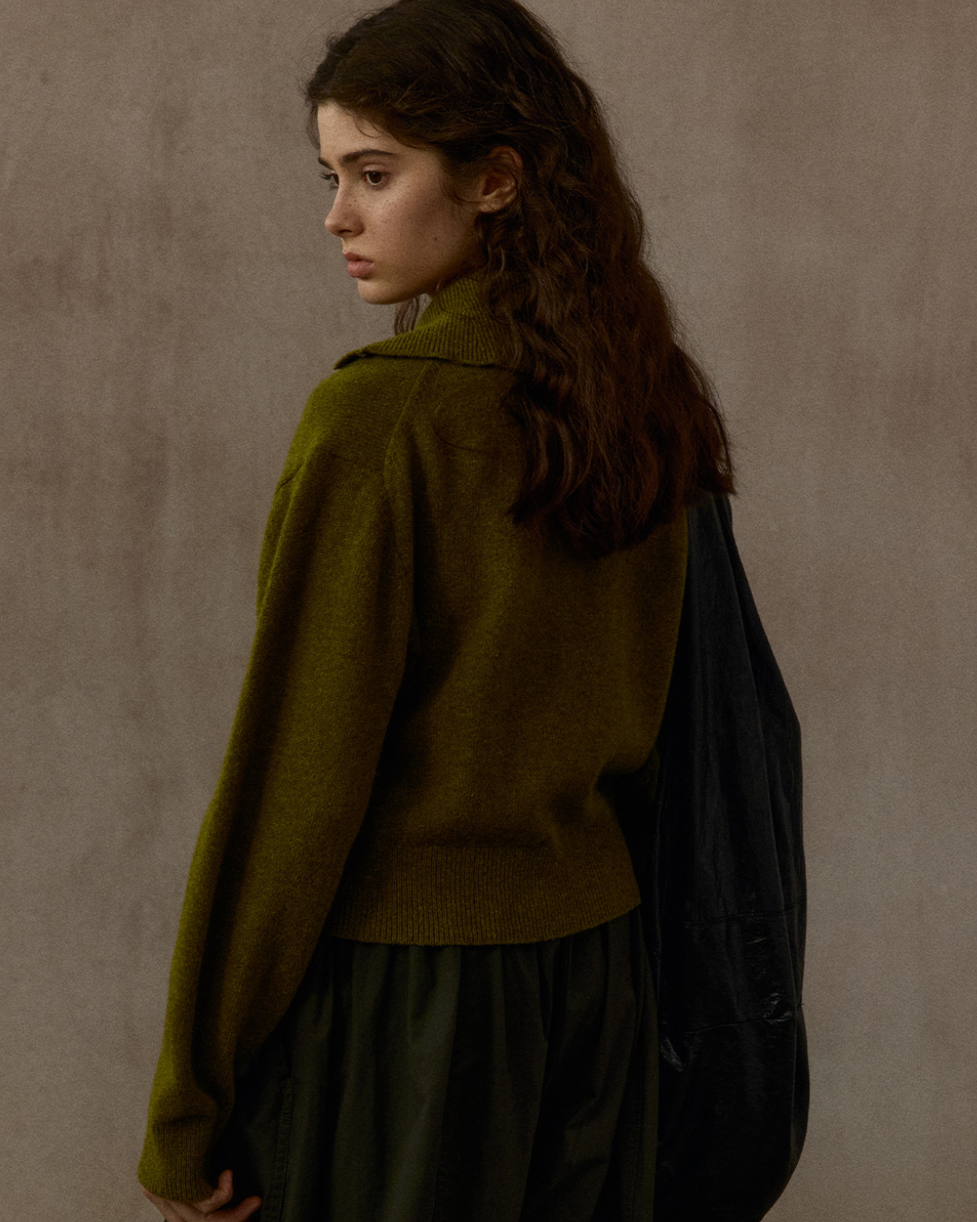 ハーフボタンリブニットフォレストトーンプルオーバー 10324