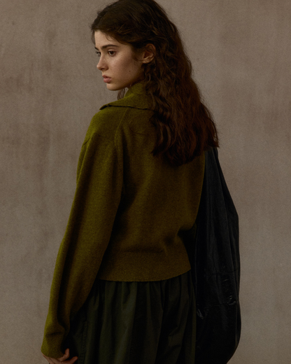 ハーフボタンリブニットフォレストトーンプルオーバー 10324