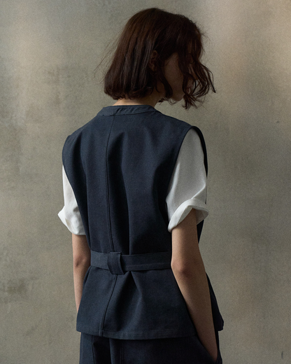 デニムライクストラップVネックベスト 10347