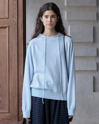 ラグランスリーブフーディークールトーンニットプルオーバー 10157