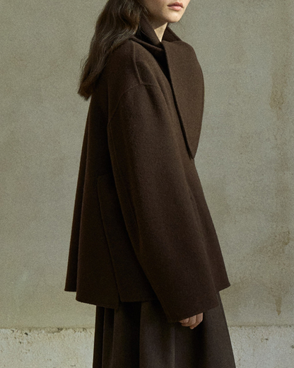 スカーフカラーミディフレアコート 10197