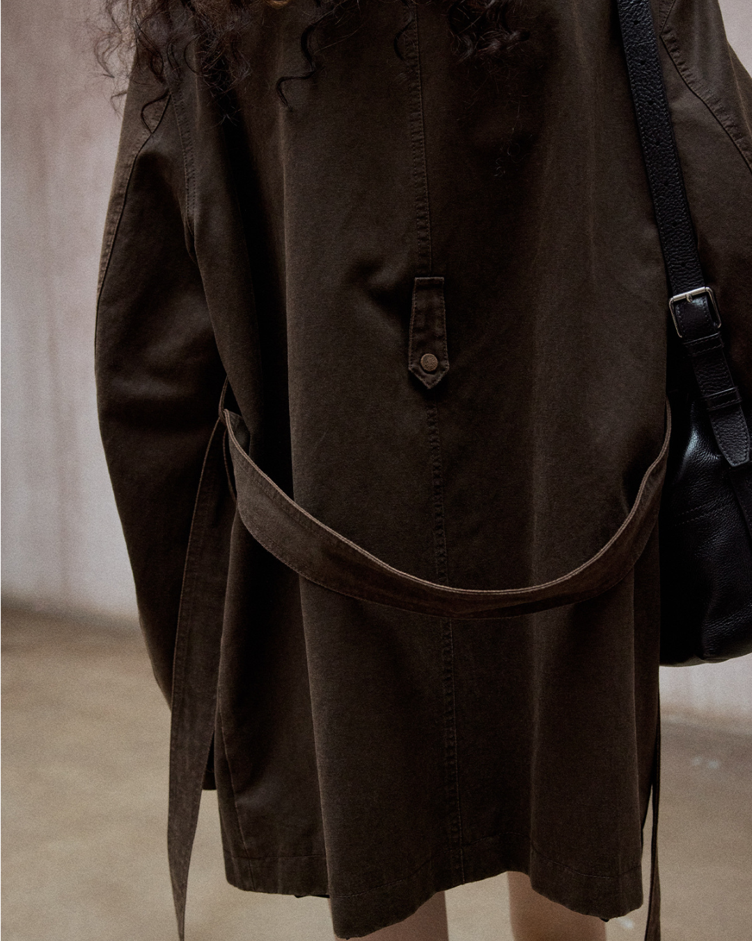 ウォッシュドコットンスエードブラウンロングジャケット 10167