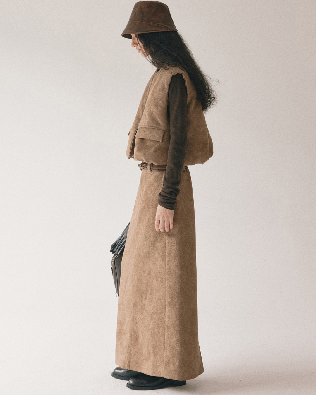 スリークスエードジップベスト 10419