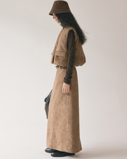 スリークスエードジップベスト 10419