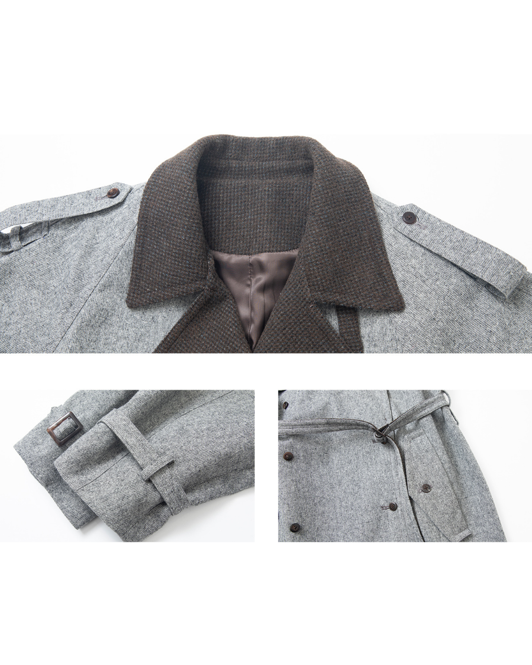 バイカラーダブルブレストロングコート 10283