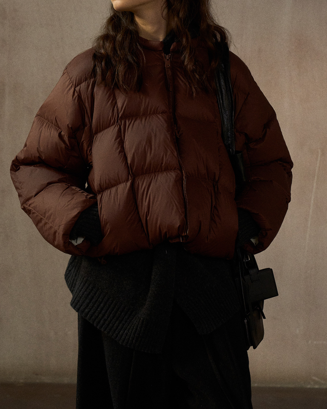 クルーネックドローコードショートコート 10268