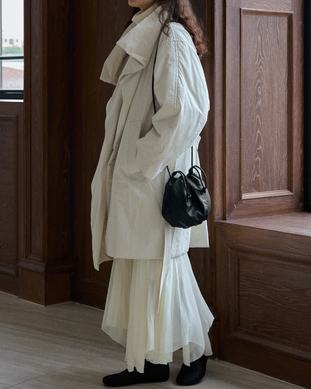 スタンドカラーロングストラップコート 10236