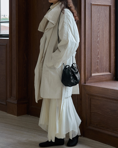 スタンドカラーロングストラップコート 10236
