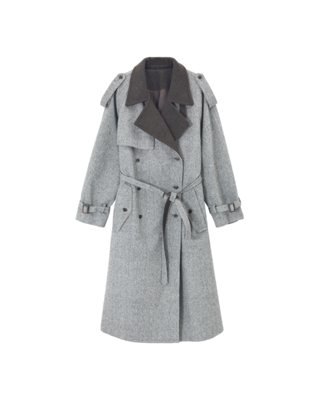 バイカラーダブルブレストロングコート 10283