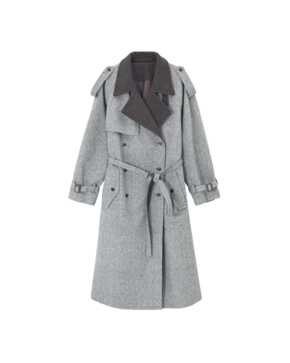 バイカラーダブルブレストロングコート 10283