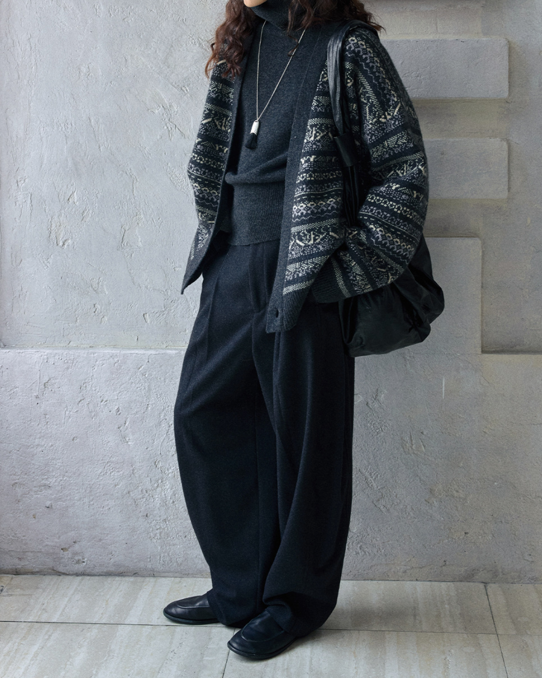 フェアアイルジャカードVネックニットカーディガン 10188