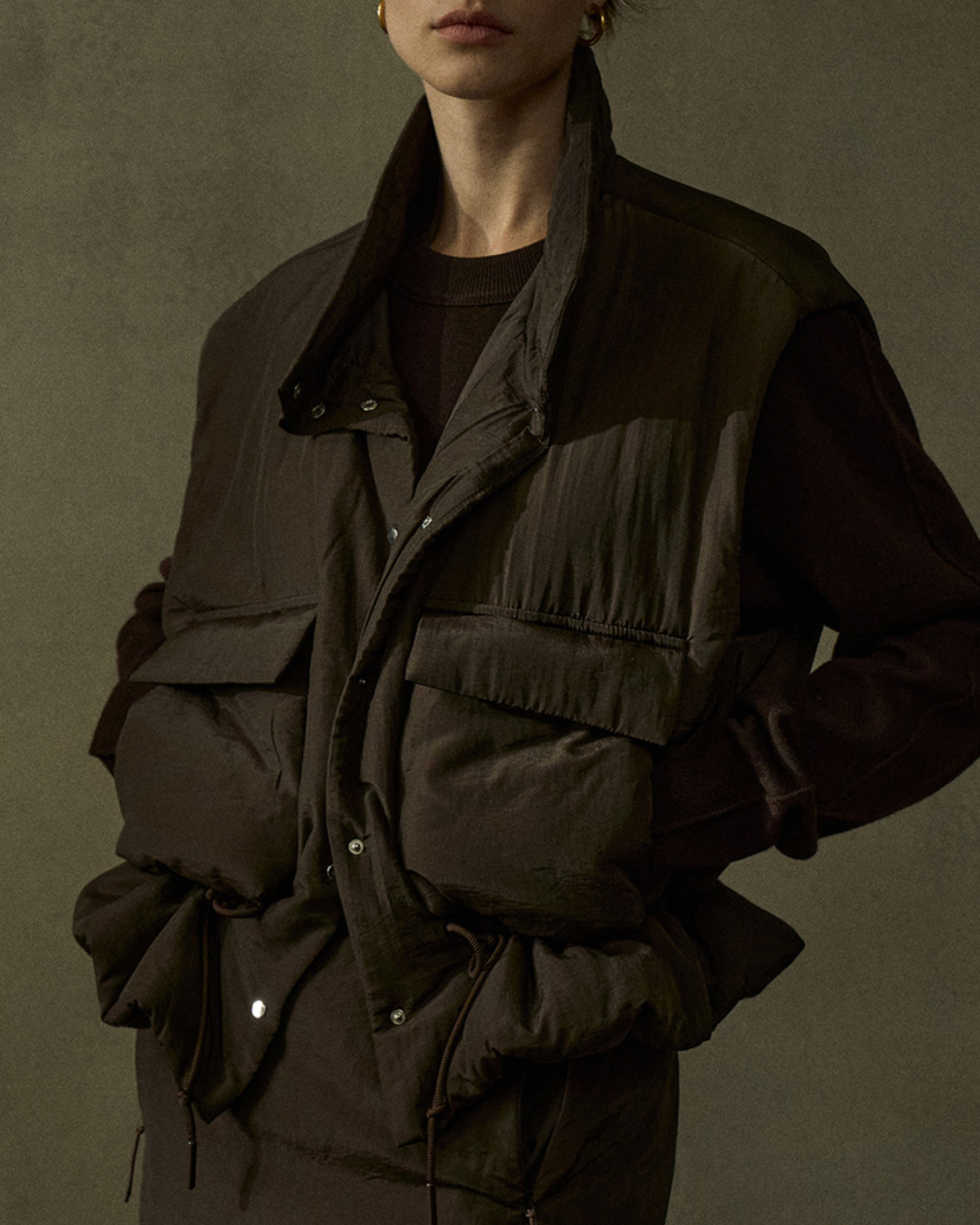 スタンドカラーキルティングベスト 10201