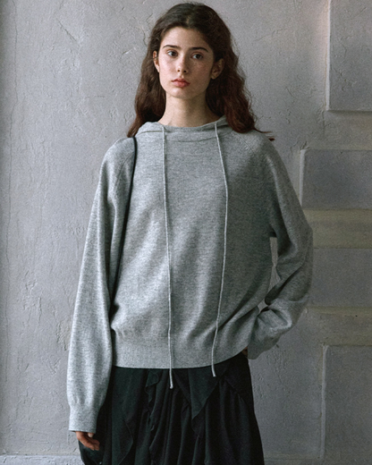 ラグランスリーブフーディークールトーンニットプルオーバー 10157