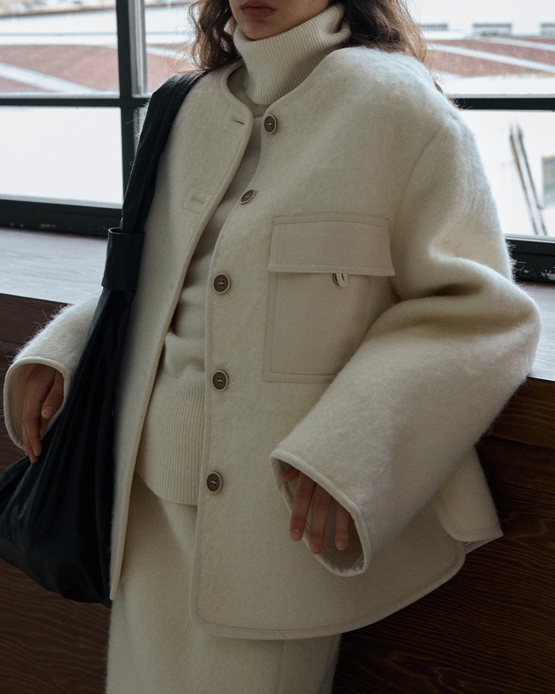 ノーカラーシングルブレストコート 10231