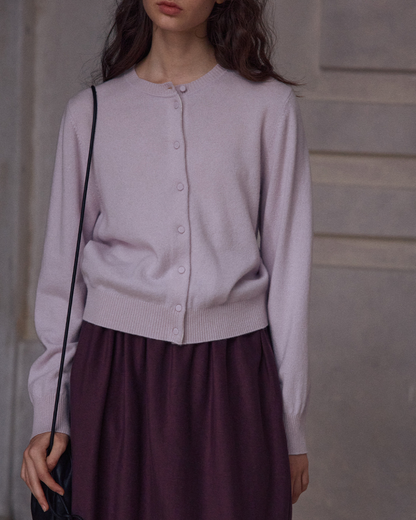 ラウンドネックソフトトーンニットカーディガン 10152