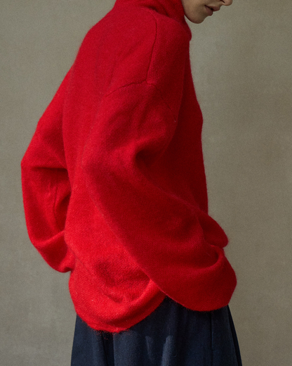 ハイカラーコントラストニットプルオーバー 10196