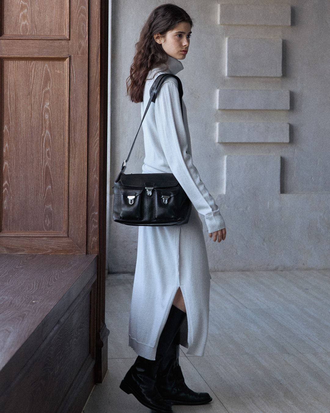 タートルネックニットロングワンピース 10154