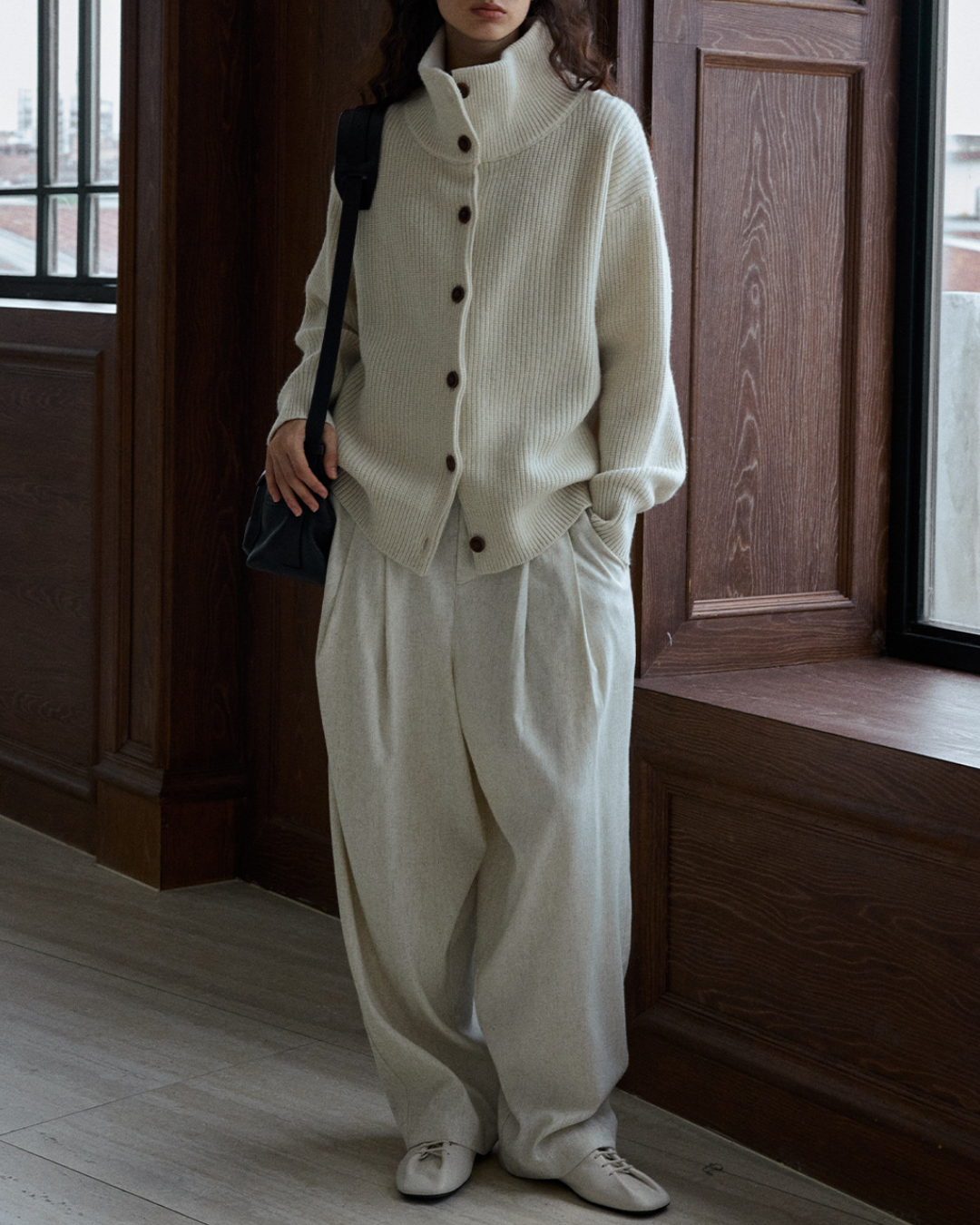 スタンドカラーニットカーディガン 10192