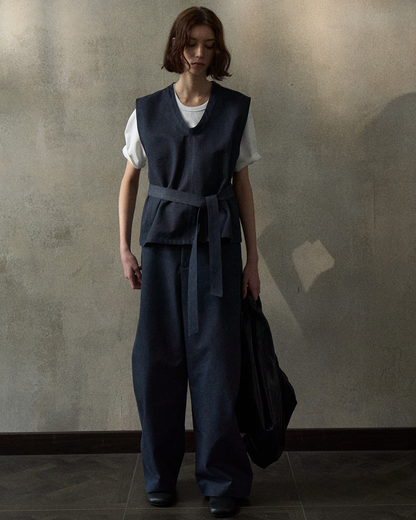 デニムライクストラップVネックベスト 10347