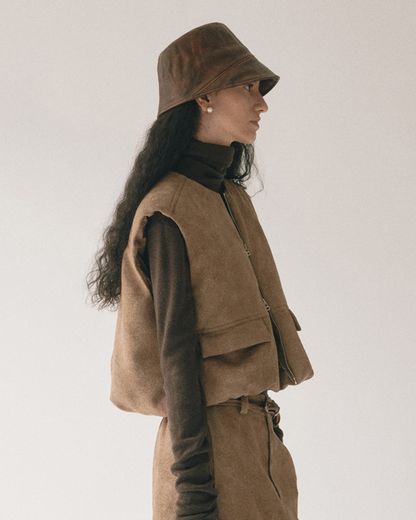 スリークスエードジップベスト 10419