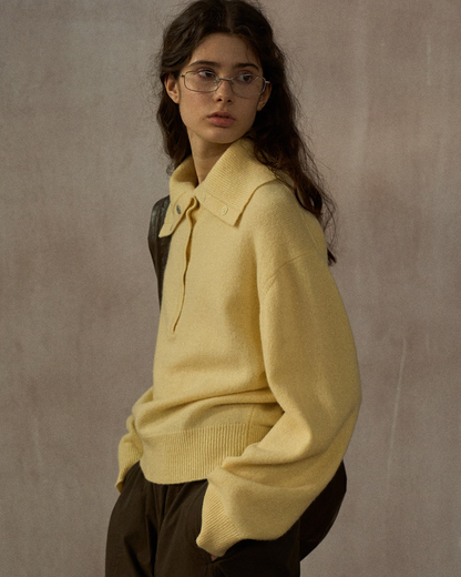 ハーフボタンリブニットフォレストトーンプルオーバー 10324