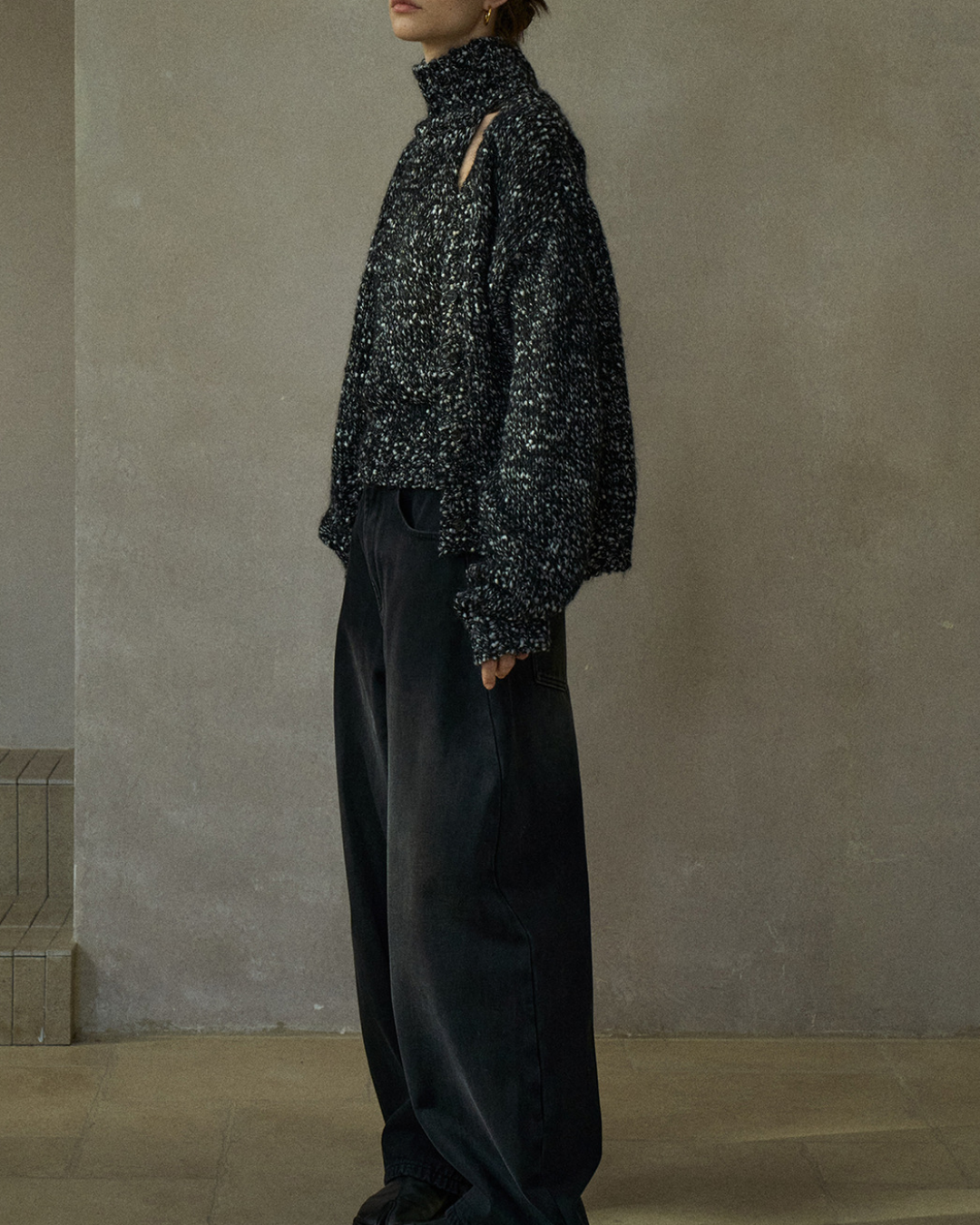 Vネックミディニットカーディガン 10216