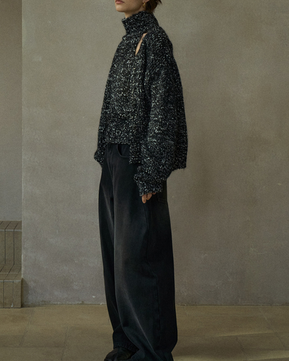 Vネックミディニットカーディガン 10216