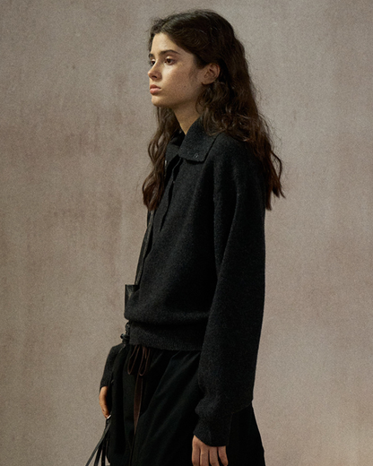 ハーフボタンリブニットフォレストトーンプルオーバー 10324