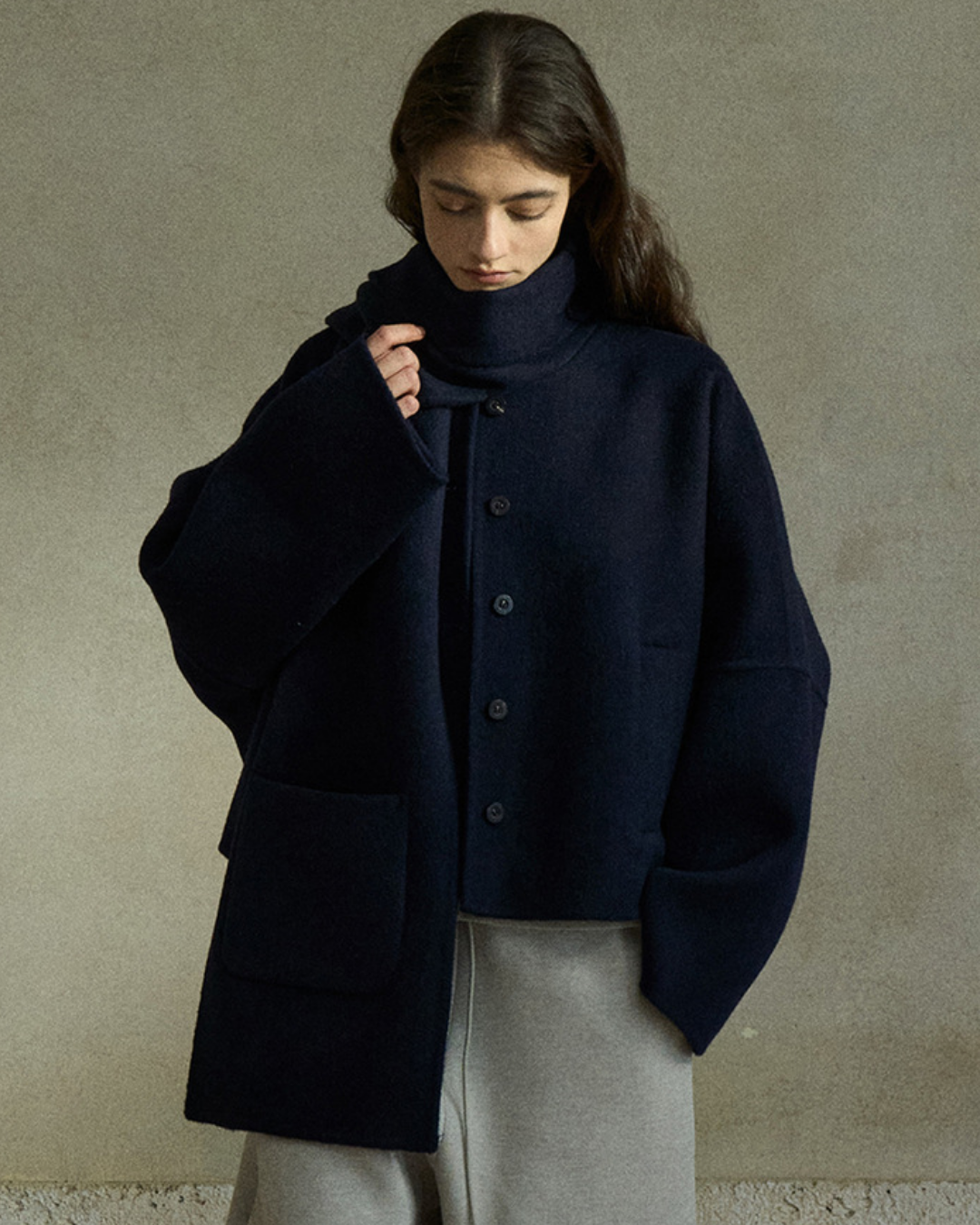 シェルネックマットショートコート 10428