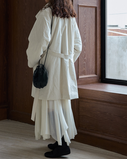 スタンドカラーロングストラップコート 10236