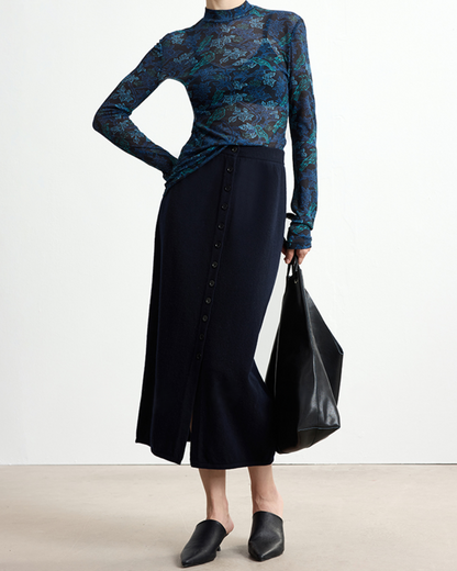 フロントスリットボタンデザインロングスカート 10329